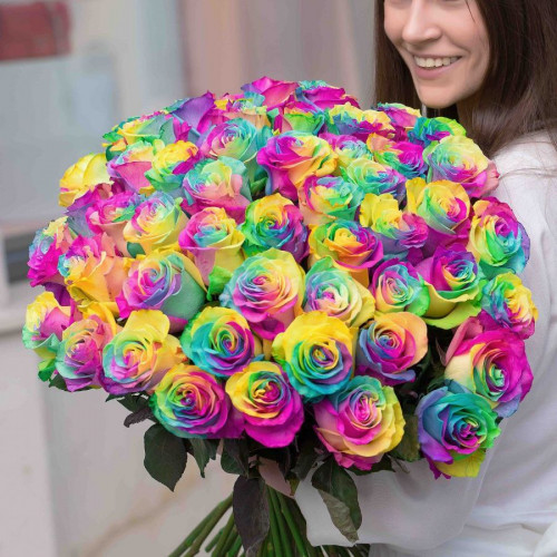 Сочная радужная роза Rainbow Rose